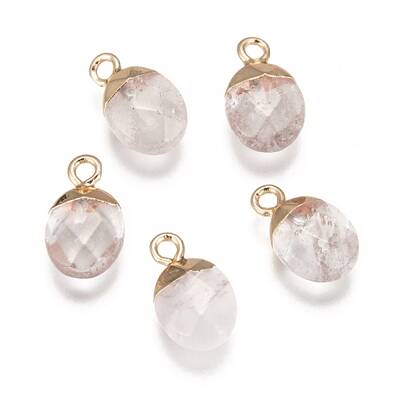 Electroplate Natural Quartz Crystal Charms