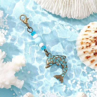 Ocean Theme Alloy Charm & Glass Beads Pendant Decorations