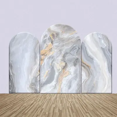 Beige Grey Marble Texture Birthday Arch Backdrop Kit - Aperturee