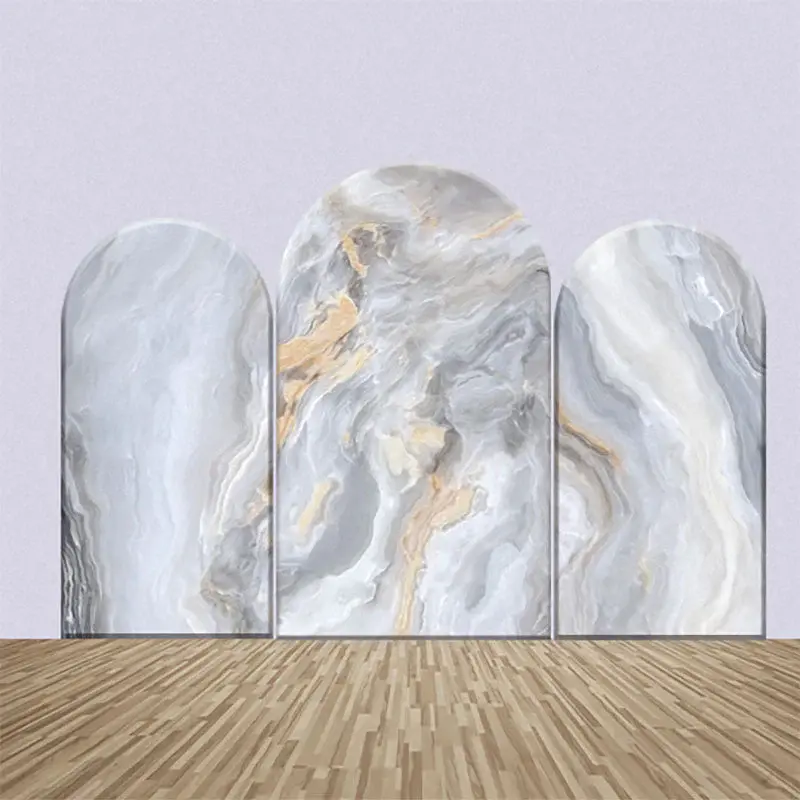 Beige Grey Marble Texture Birthday Arch Backdrop Kit - Aperturee
