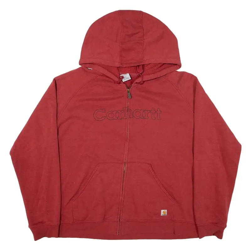 CARHARTT Womens Red Hoodie Full Zip 2XL