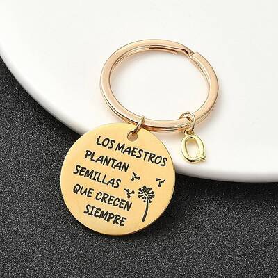 201 Stainless Steel & Brass Letter Keychain
