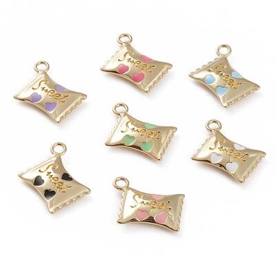 Golden Tone Brass Enamel Pendants