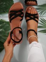 Women's Fashionable Plain Color Slingback Sandals, Trending Shoes, Comfortable Flat Sandals for Summer, Footwear