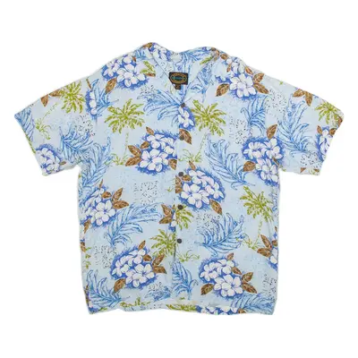 RESERVE Mens Hawaiian Shirt Blue Floral M
