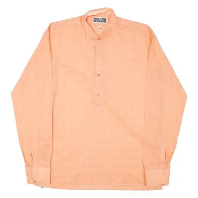 LORD ASTON Mens Plain Shirt Orange 80s Long Sleeve S