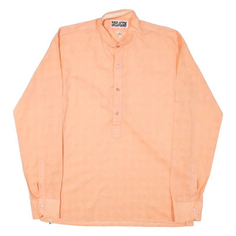 LORD ASTON Mens Plain Shirt Orange 80s Long Sleeve S