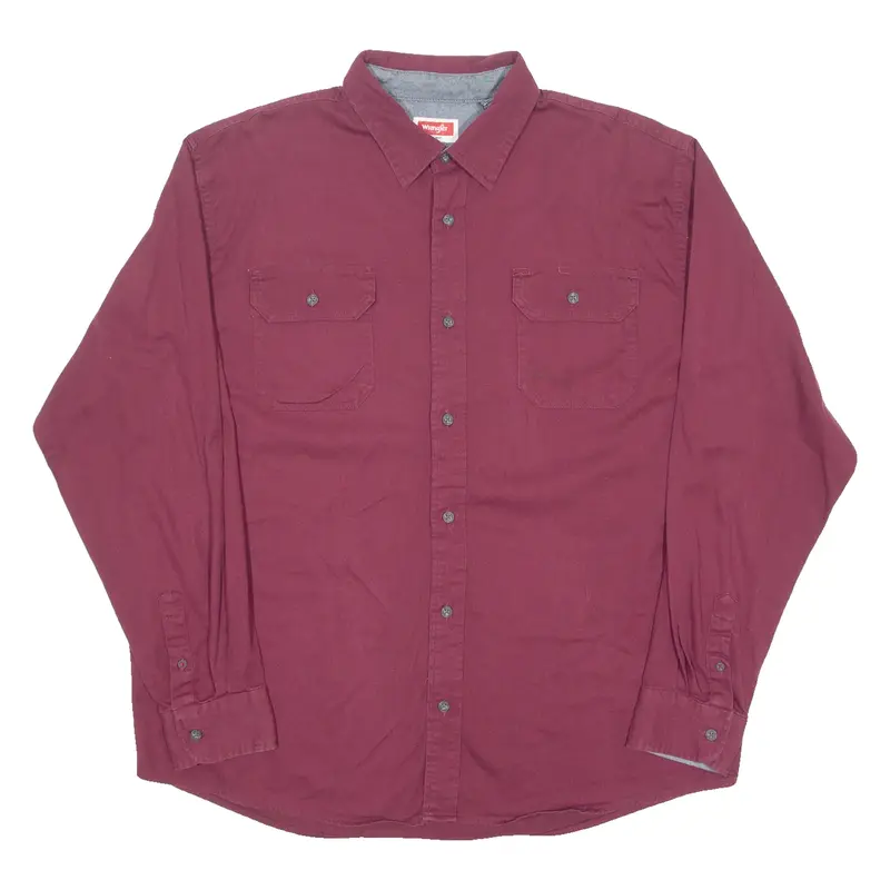 WRANGLER Mens Plain Shirt Maroon Long Sleeve XL
