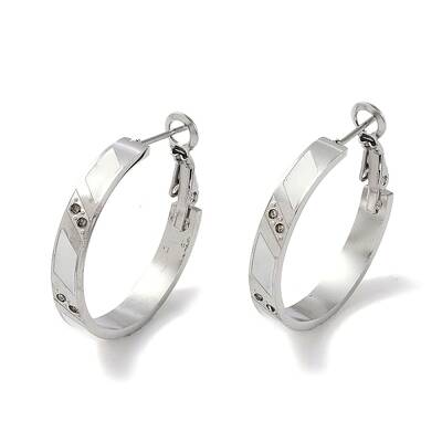 304 Stainless Steel Rhinestone Hoop Earrings for Women