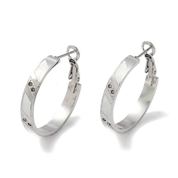 304 Stainless Steel Rhinestone Hoop Earrings for Women