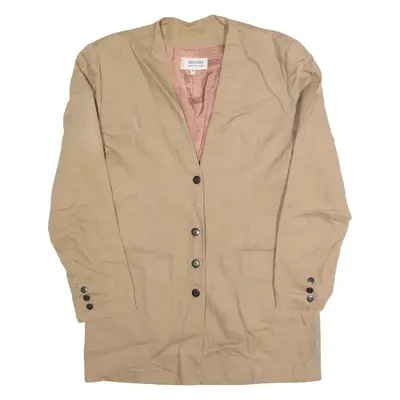 VERTIGO Womens Blazer Jacket Brown Linen 90s S