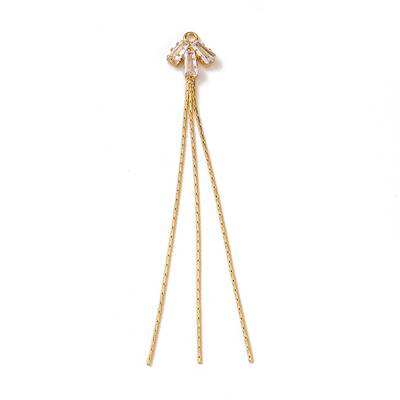 Brass Micro Pave Clear Cubic Zirconia Big Pendants