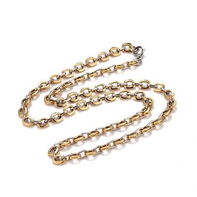 PVD Vacuum Plating 304 Stainless Steel Oval Link Chains Necklace