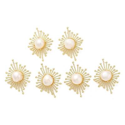Natural Pearl Sun Stud Earings