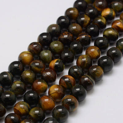 Natural Yellow Blue Tiger Eye(Dyed & Heated) Bead Strands