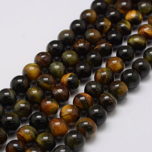 Natural Yellow Blue Tiger Eye(Dyed & Heated) Bead Strands