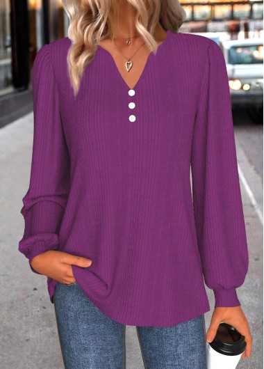 Modlily Purple Split Long Sleeve T Shirt - XXL