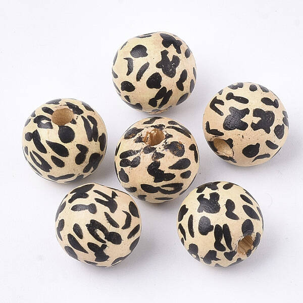 Printed Natural Wood Beads