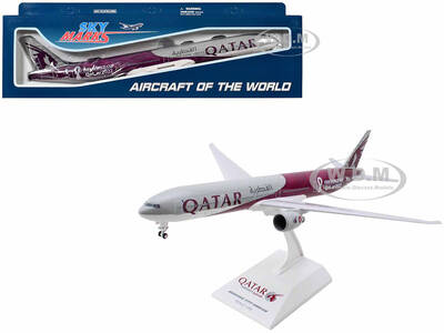 Boeing 777-300 Commercial Aircraft with Landing Gear Qatar Airways - FIFA World Cup Qatar 2022 Gray and Dark Red (Snap-Fit)...
