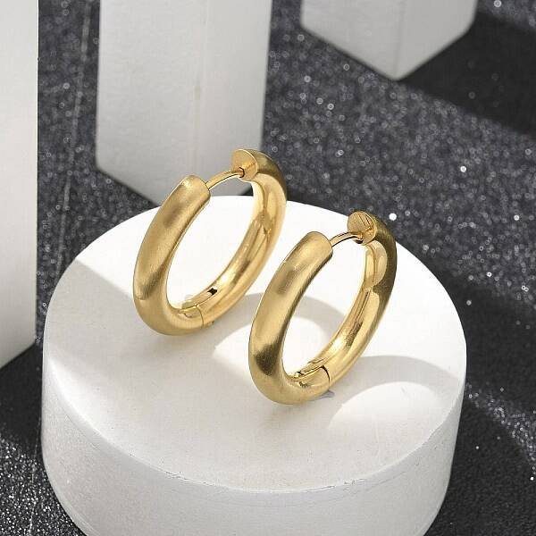 Frosted 304 Stainless Steel Huggie Hoop Earrings for Women