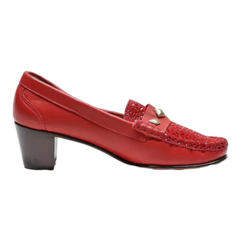 TAUGIIY Loafer Shoes Red Leather Womens UK 4