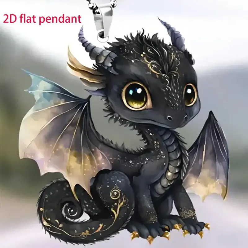 Car Rearview Mirror Pendant, Wing Dragon Design Hanging Ornament, Car Interior Decoration Accessories with Chain