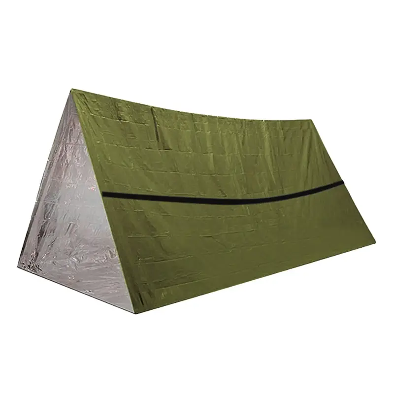 Waterproof Windproof Foldable Thermal Tent, Triangular Design Emergency Warm Tent, Lightweight Film Living Tent for Outdoor H...