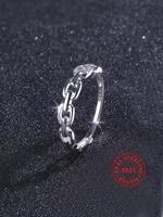 S925 Sterling Silver Simple Chain Ring, 2024 New Style Fashion Accessories for Women & Girls, Trendy All-match & Exquisite Je...