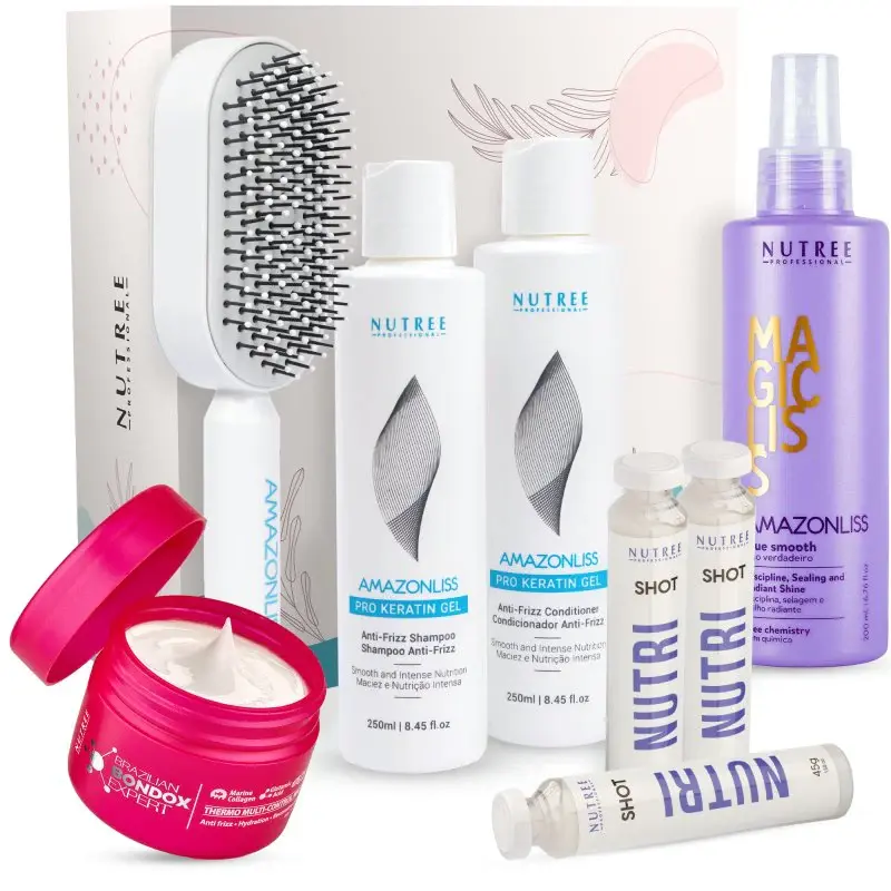 Gift Set of Bondox Expert, Magicliss Spray, Pro Keratin Home Care Shampoo and Conditioner, Nutri Shots and Amazonliss Self-Cl...