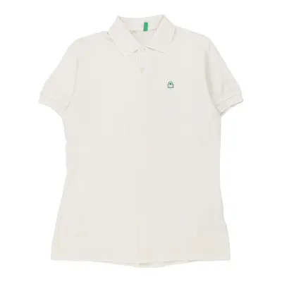 Benetton Polo Shirt - Large White Cotton
