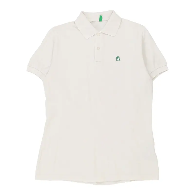 Benetton Polo Shirt - Large White Cotton