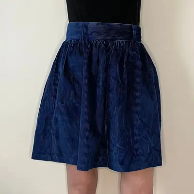 Jeans West Mini Cord Skirt - 28W UK 8 Blue Cotton