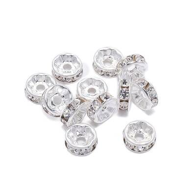 Rondelle Brass Rhinestone Spacer Beads