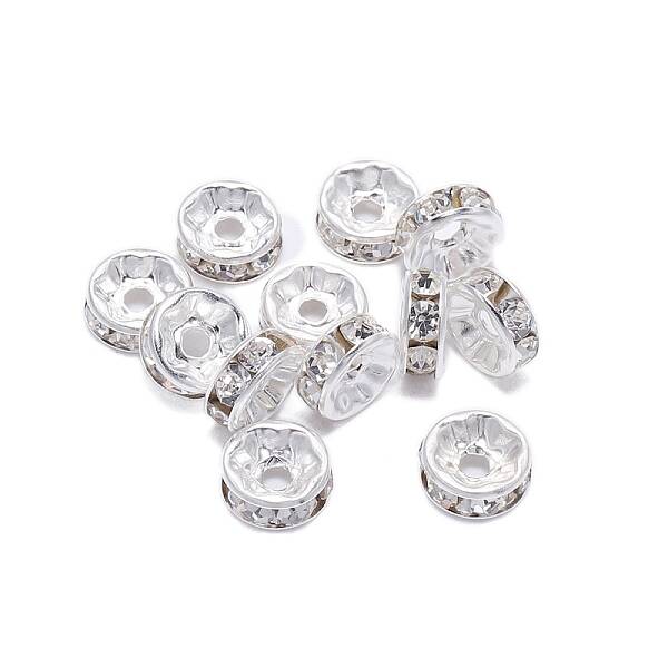 Rondelle Brass Rhinestone Spacer Beads