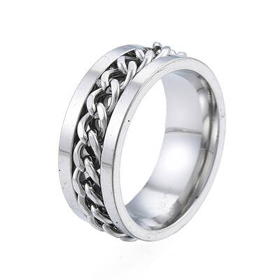 Non-Tarnish 201 Stainless Steel Curb Chain Finger Ring for Women