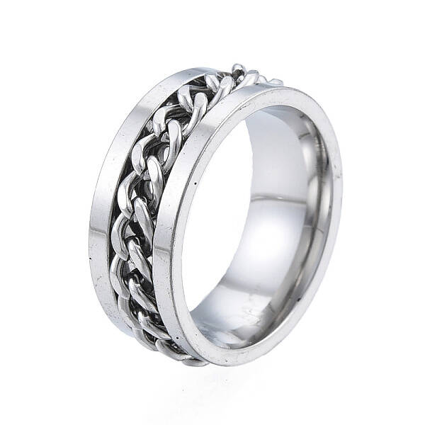 Non-Tarnish 201 Stainless Steel Curb Chain Finger Ring for Women