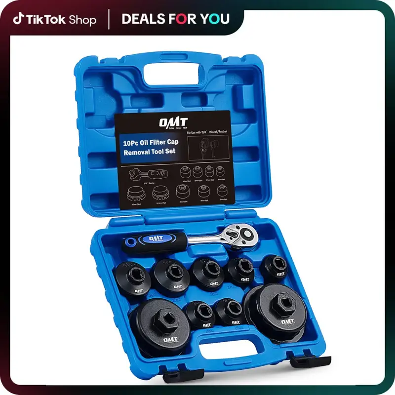 【FallDealsForYou】Orion Motor Tech 3/8 Drive Low Profile Oil Filter Cap Wrench Socket Set,10pc Oil Filter Wrench, Ratche...