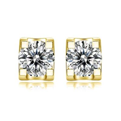 925 Sterling Silver Micro Pave Cubic Zirconia Ear Studs for Women