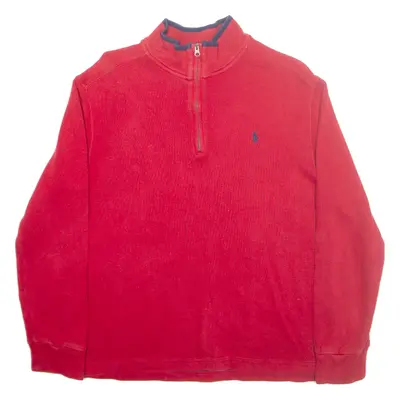 POLO RALPH LAUREN 18-20 Boys Jumper Red 1/4 Zip Tight Knit XL