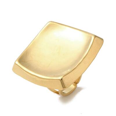 Ion Plating(IP) 304 Stainless Steel Square Open Cuff Rings for Women