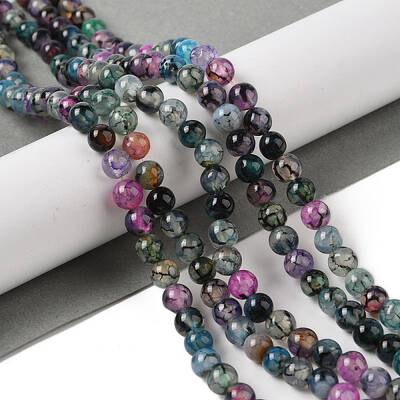 Natural Dragon Veins Agate Bead Strands