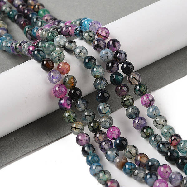 Natural Dragon Veins Agate Bead Strands