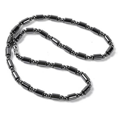 Column & Round Synthetic Non-magnetic Hematite Beaded Necklaces