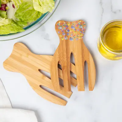 Bamboo Bear Claw Salad Serving Set - Dragonfly Vines