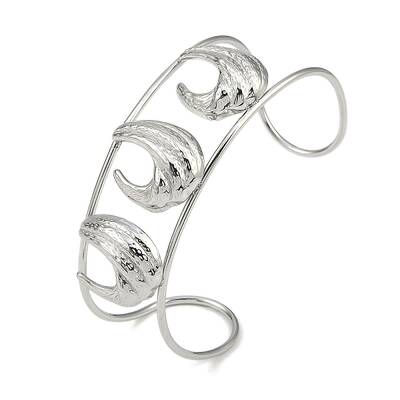 Non-Tarnish 304 Stainless Steel Wide Hollow Textured Opaen Cuff Bangles