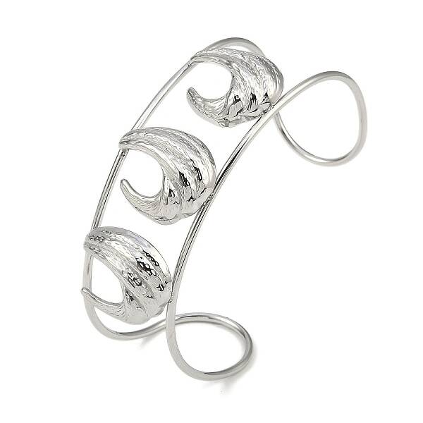 Non-Tarnish 304 Stainless Steel Wide Hollow Textured Opaen Cuff Bangles