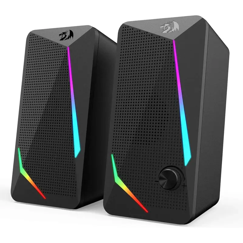 Redragon GS510 RGB Audio Desktop Speakers, 2.0 Channel PC Computer Speaker with 4 Colorful LED Backlight Modes, Enhanced Bass...