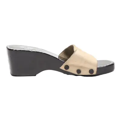 TADYS Wedge Heels Black Leather Womens UK 5