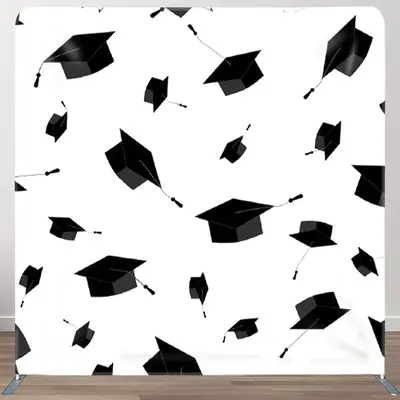 Aperturee Black Mortarboard White Simple Graduation Backdrop - Aperturee