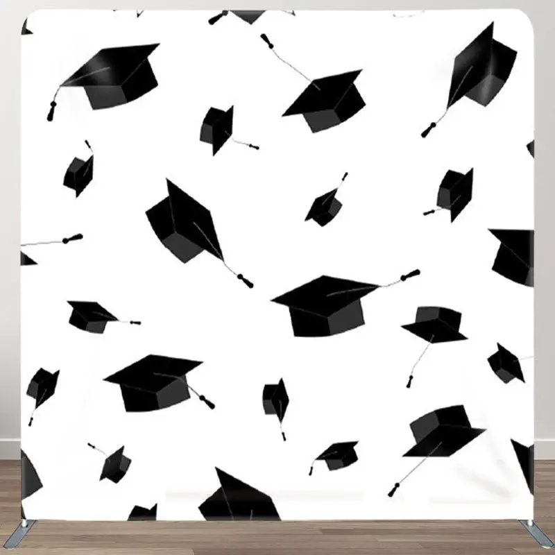 Aperturee Black Mortarboard White Simple Graduation Backdrop - Aperturee